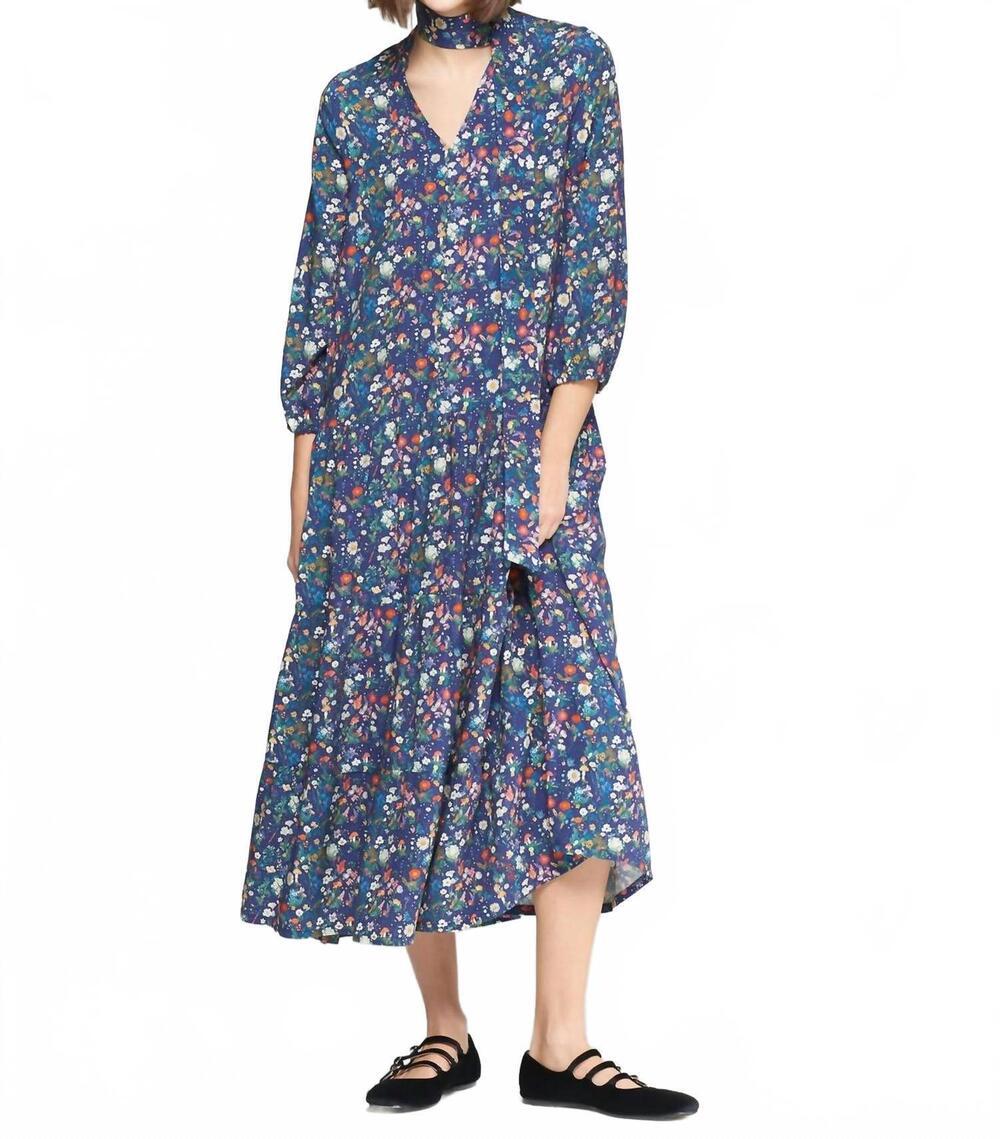 NEW VILAGALLO women's dahlia est floral marino dress in blue